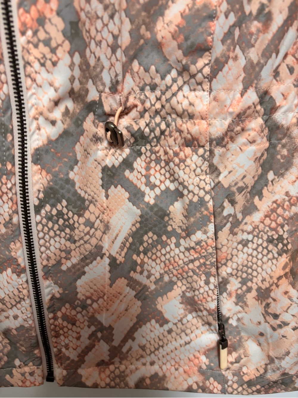 Chico's Peach and Gray Snake-Print Hooded Zip Vest - Picture 5 of 9